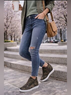 Aqua College Glady Hidden Wedge Sneakers Camo Waterproof | Women’s 8.5 🔥